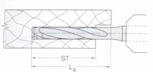 Line drawing of deep pocket mortise insert bit