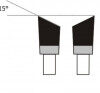 Six-step diagram showing progressive adjustment of angled object from 15-degree tilt to vertical position
