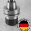 GDP HSK tool holder precision steel component with Made in Germany badge and technical specifications label